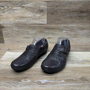 Clarks Everlay Coda Brown Leather Slip On Shoe Women's Size 7.5